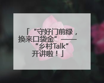 “守好门前绿，换来口袋金”——“乡村Talk”开讲啦！
