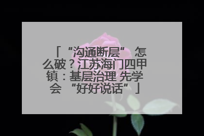 “沟通断层” 怎么破？江苏海门四甲镇：基层治理 先学会 “好好说话”