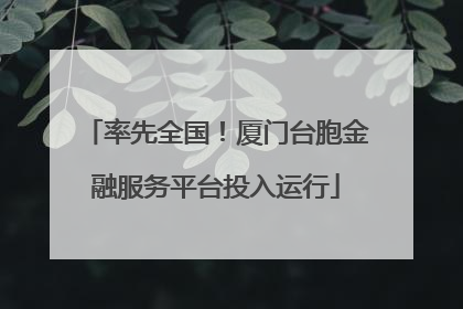 率先全国！厦门台胞金融服务平台投入运行
