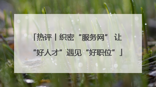 热评丨织密“服务网” 让“好人才”遇见“好职位”