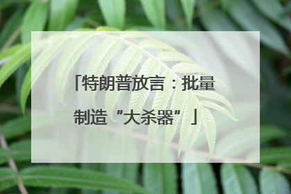 特朗普放言：批量制造“大杀器”