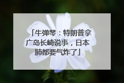 牛弹琴：特朗普拿广岛长崎说事，日本肺都要气炸了