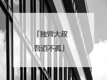 独臂大叔 吾道不孤