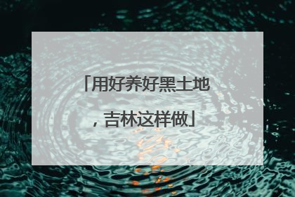 用好养好黑土地，吉林这样做