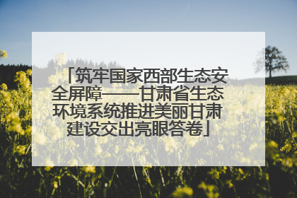 筑牢国家西部生态安全屏障——甘肃省生态环境系统推进美丽甘肃建设交出亮眼答卷