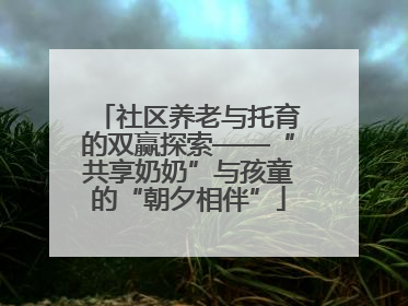 社区养老与托育的双赢探索——“共享奶奶”与孩童的“朝夕相伴”