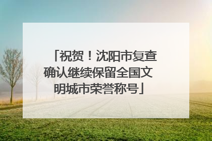 祝贺！沈阳市复查确认继续保留全国文明城市荣誉称号