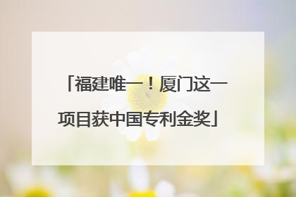 福建唯一！厦门这一项目获中国专利金奖