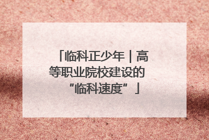 临科正少年｜高等职业院校建设的“临科速度”