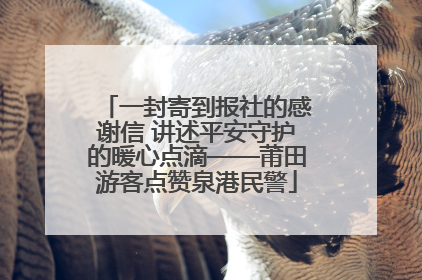 一封寄到报社的感谢信 讲述平安守护的暖心点滴——莆田游客点赞泉港民警