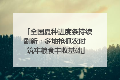 全国夏种进度条持续刷新：多地抢抓农时 筑牢粮食丰收基础