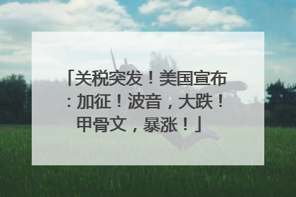 关税突发！美国宣布：加征！波音，大跌！甲骨文，暴涨！