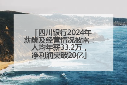 四川银行2024年薪酬及经营情况披露：人均年薪33.2万，净利润突破20亿