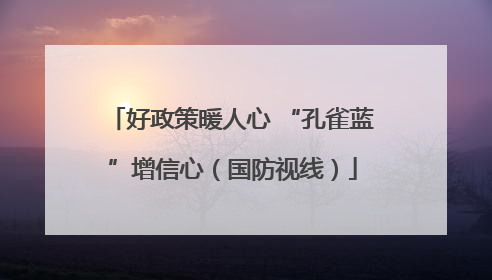 好政策暖人心 “孔雀蓝”增信心（国防视线）