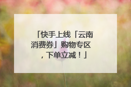 快手上线「云南消费券」购物专区，下单立减！