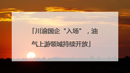 川渝国企“入场”，油气上游领域持续开放
