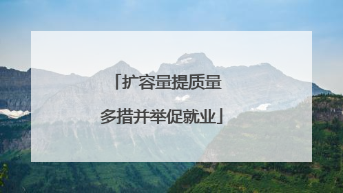 扩容量提质量 多措并举促就业