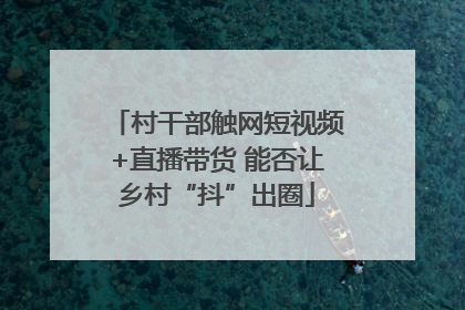 村干部触网短视频+直播带货 能否让乡村“抖”出圈