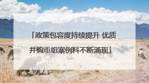 政策包容度持续提升 优质并购重组案例料不断涌现