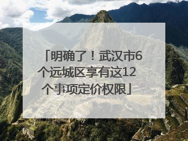明确了！武汉市6个远城区享有这12个事项定价权限
