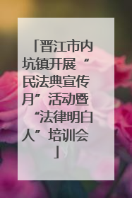 晋江市内坑镇开展“民法典宣传月”活动暨“法律明白人”培训会
