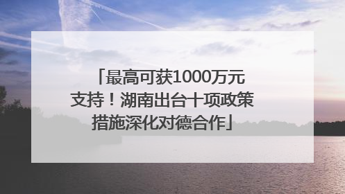最高可获1000万元支持！湖南出台十项政策措施深化对德合作