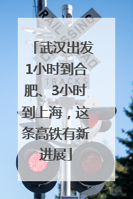 武汉出发1小时到合肥、3小时到上海，这条高铁有新进展