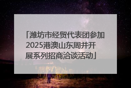 潍坊市经贸代表团参加2025港澳山东周并开展系列招商洽谈活动