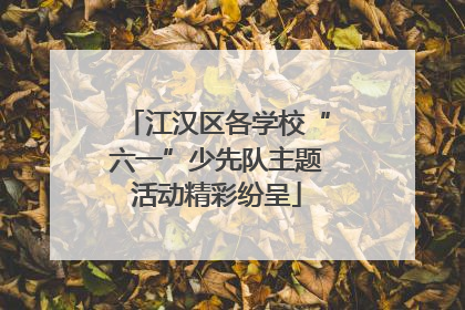 江汉区各学校“六一”少先队主题活动精彩纷呈