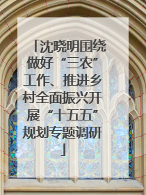 沈晓明围绕做好“三农”工作、推进乡村全面振兴开展“十五五”规划专题调研
