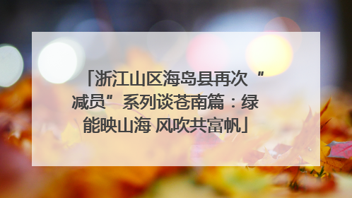 浙江山区海岛县再次“减员”系列谈苍南篇：绿能映山海 风吹共富帆
