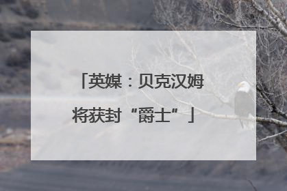 英媒：贝克汉姆将获封“爵士”