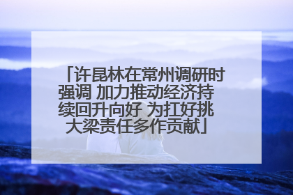 许昆林在常州调研时强调 加力推动经济持续回升向好 为扛好挑大梁责任多作贡献