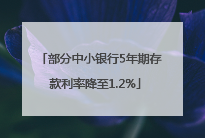 部分中小银行5年期存款利率降至1.2%