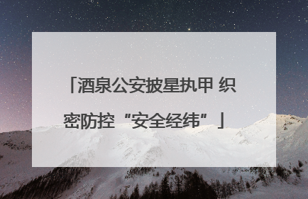 酒泉公安披星执甲 织密防控“安全经纬”
