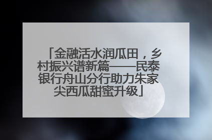 金融活水润瓜田，乡村振兴谱新篇——民泰银行舟山分行助力朱家尖西瓜甜蜜升级