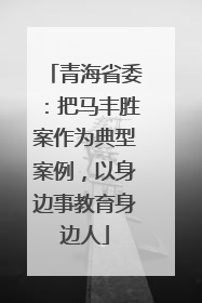 青海省委：把马丰胜案作为典型案例，以身边事教育身边人