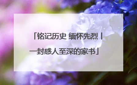 铭记历史 缅怀先烈丨一封感人至深的家书