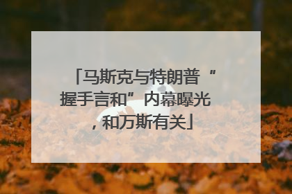 马斯克与特朗普“握手言和”内幕曝光，和万斯有关