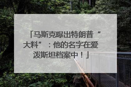 马斯克曝出特朗普“大料”：他的名字在爱泼斯坦档案中！