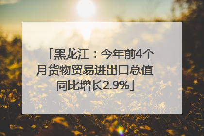 黑龙江：今年前4个月货物贸易进出口总值同比增长2.9%