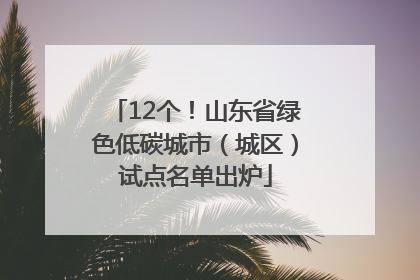 12个！山东省绿色低碳城市（城区）试点名单出炉
