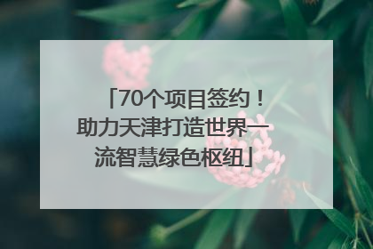 70个项目签约！助力天津打造世界一流智慧绿色枢纽